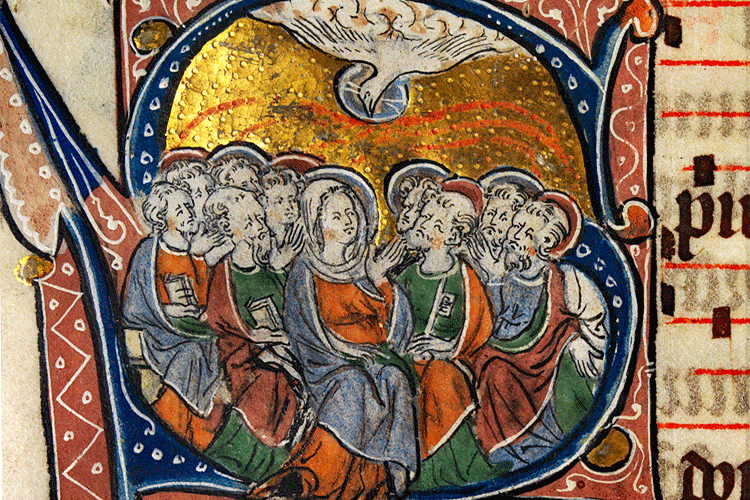 The Pentecost depicted in a 14th-century Missal